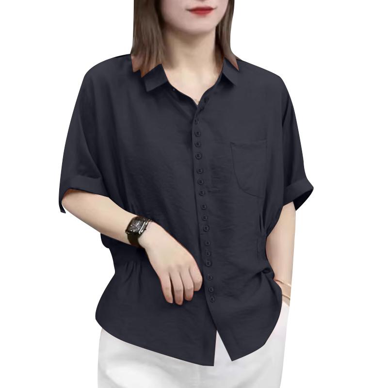 ZANZEA Women Casual Turn Down Collar Summer Short Sleeve Blouse