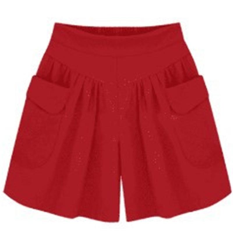 

Европейские и американские летние женские шорты больших размеров с широкими штанинами, универсальные шорты для лета XXXL красный