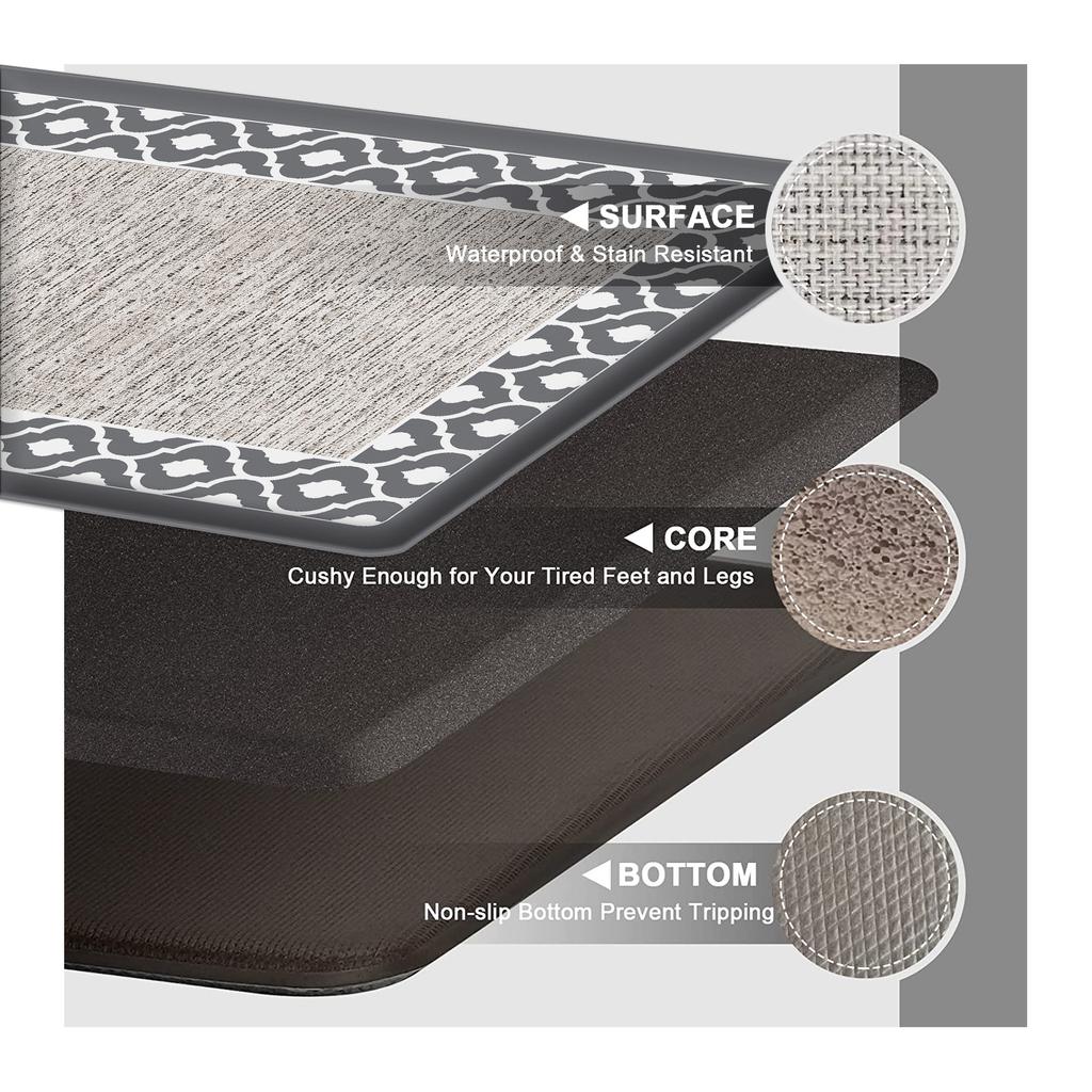 Tapis de sol de cuisine en PVC épais anti-fatigue, double cadre, imperméable, résistant à l'huile et antidérapant, cuir
