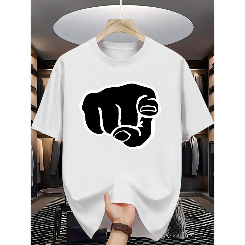European Size Men'S Summer Casual Crew Neck T-Shirt, Regular Fit, Fashion Letter Print Short Sleeve Tees for Men