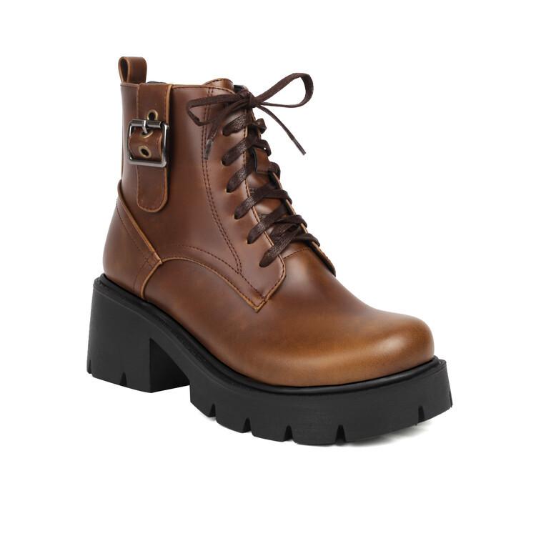 

Весенне-осенние полусапожки на низком каблуке женские 40-43 женские ботинки ремешок ботинки Мартина пряжка-ремень 39 коричневый