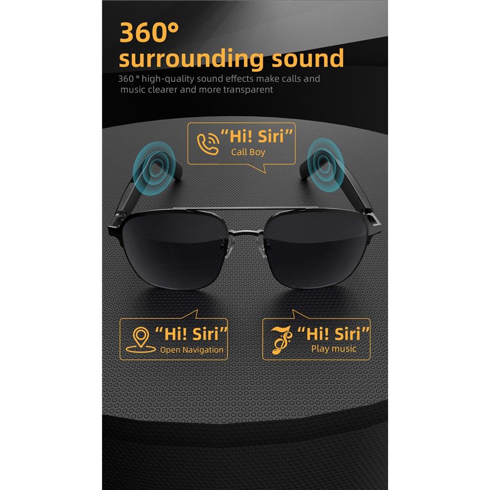 Gafas de Sol Inteligentes de Audio SG-11 Pro, Gafas de Conducción Ósea Bluetooth 5.4 con Protección UV Anti Luz Azul Sonido HIFI