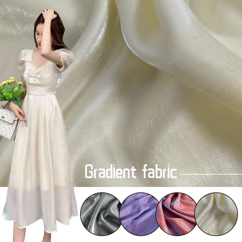 Barevné sklo Hedvábný satén Gradient Látkové šaty Svatební Světle glazovaný satén Hanfu Látka Diy Mořská panna Tkanina na pozadí Ubrus