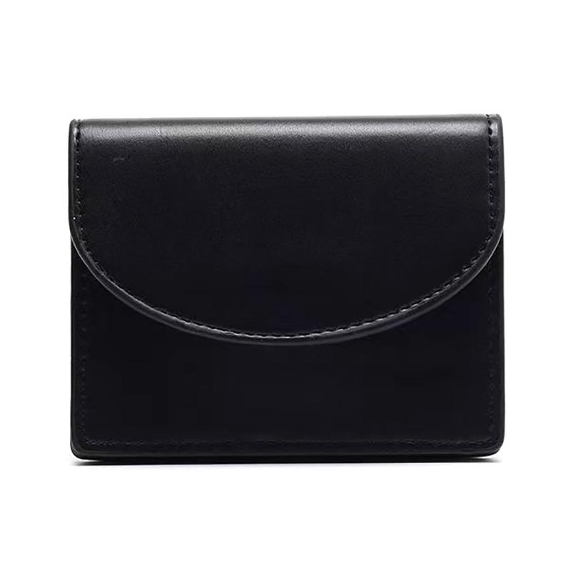 Кошелек для монет из искусственной кожи, простой кошелек для монет типа обложки, студенческий кошелек, женская сумка для карточек, короткие кошельки для женщин, маленькая сумка для денег чёрный