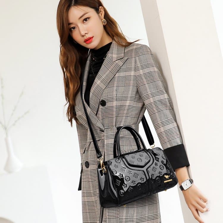 Geprägte glänzende Boston-Tasche Damen-Umhängetasche