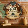 2D Flat, 1pc Round Aluminum Hanging Sign, 250th Anniversary USA 1776-2026 Patriotic Design, Vintage Bald Eagle Liberty Bell Metal Sign, Perfect for