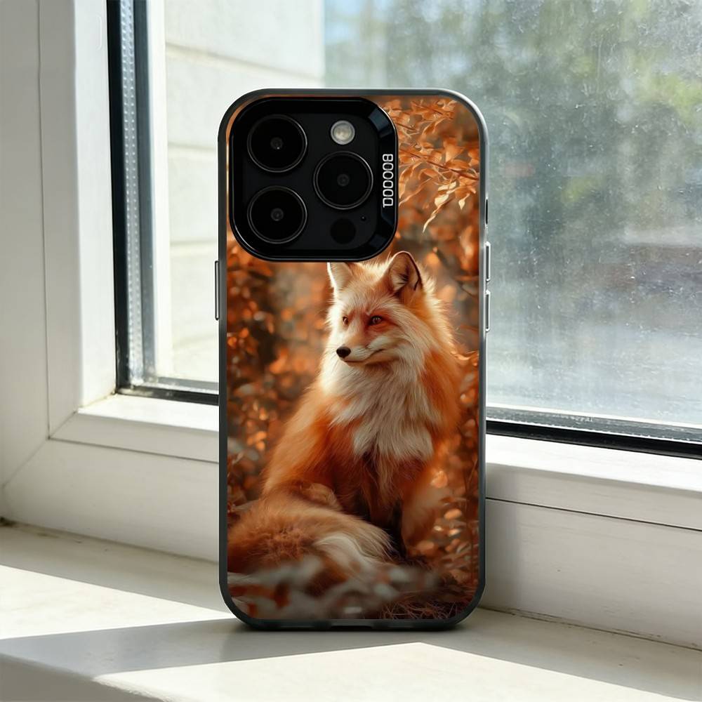 Cartoon FOX-COOL  Phone Case For iPhone 17,16,15,14,13,12,11 Plus,Pro Max,XS,Colored Silver Plated Inside Cover iPhone17PRO