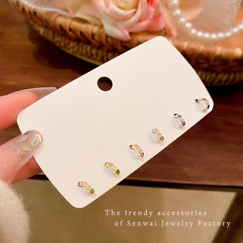 Три пары геометрических серег-гвоздиков с блестящими бриллиантами, набор маленьких сережек для женских проколов ушей, серьги, не нужно снимать серьги на ночь