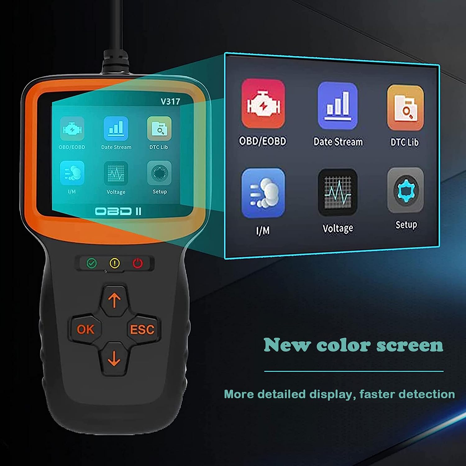 V317 Автомобильный сканер OBD2 Аксессуары для салона автомобиля Считыватель кодов — фото 3