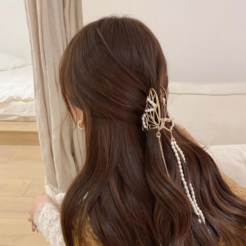 

Abichu butterfly-shaped pearl point gold hairpin clip gold
