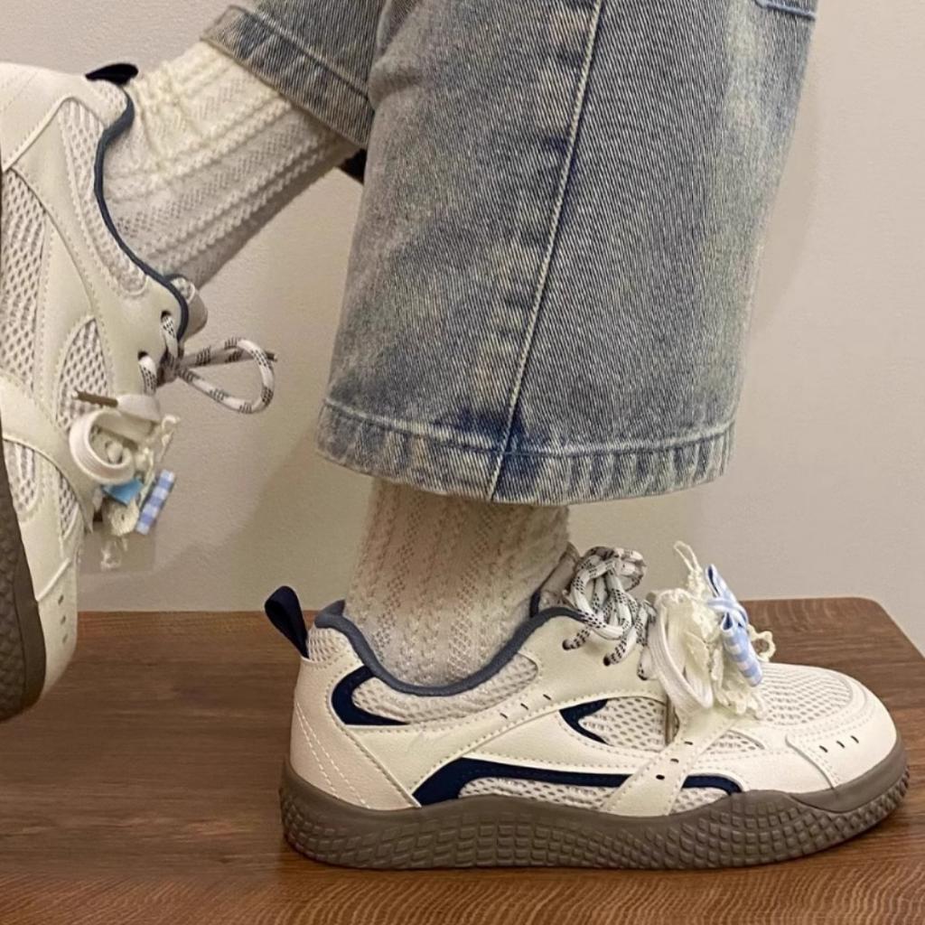 2025 spring new little white shoes mesh breathable sports and leisure board shoes fashion versatile non-slip German training women's shoes