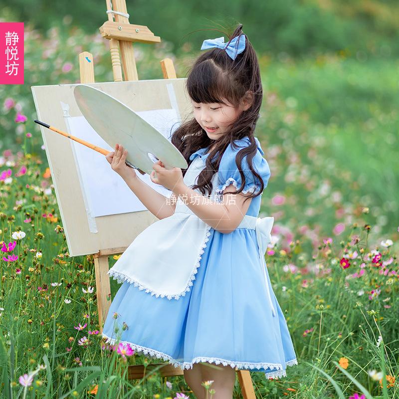 Blue Alice Maid Dress Girl Dress In Wonderland Cos Halloween Kids Lolita Dress