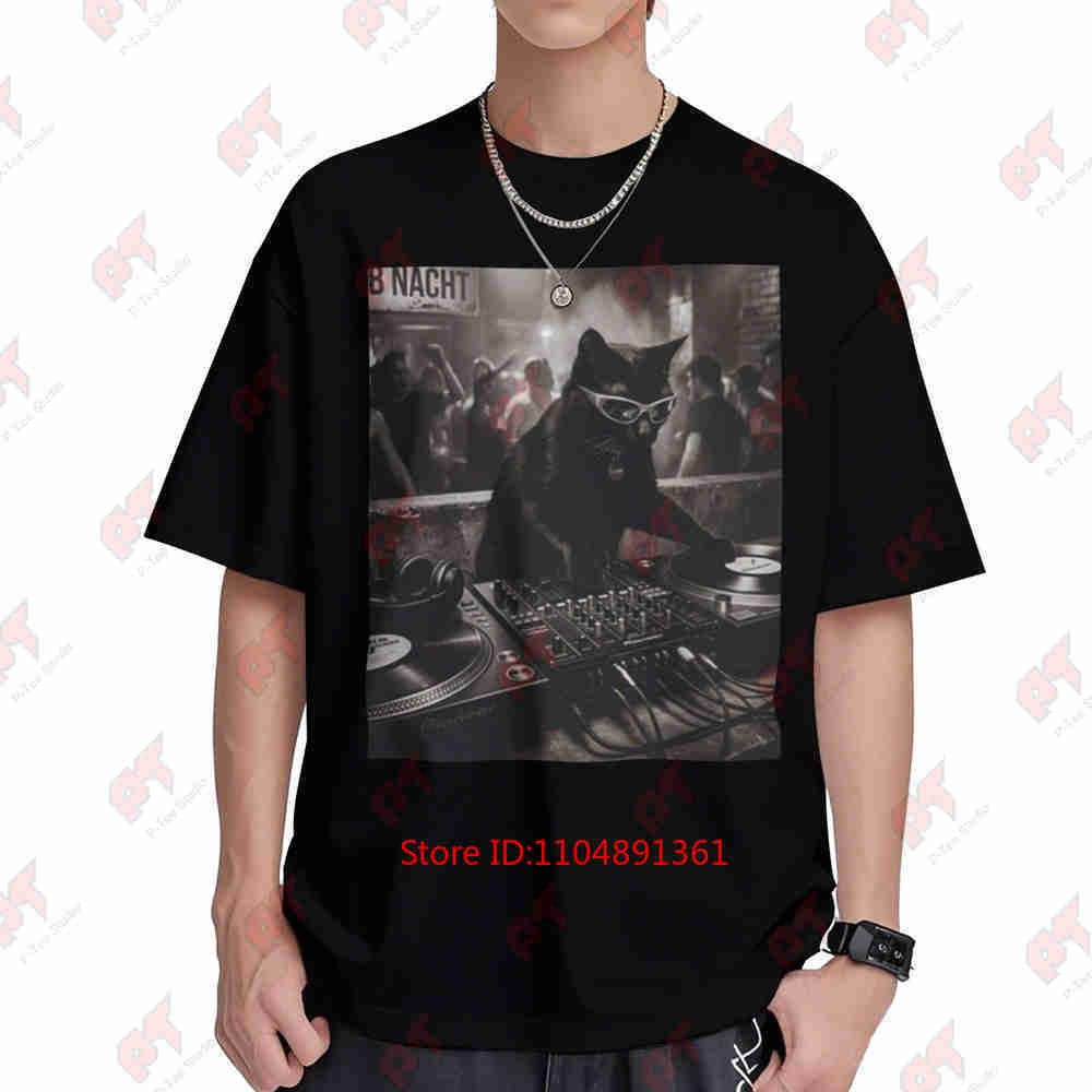 Dj Cat Turntables Nightclub Short Sleeve Tee 100 Cotton Tshirt