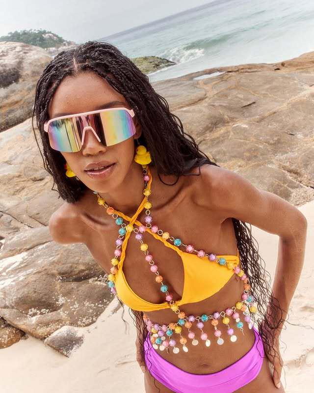 L5072Y Beaded Multi-Layer Chest Chain Bra Top