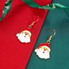Cute Santa Claus Face Drop Earrings Gold Tone Hook Red White Festive Holiday Jewelry Gift for Women Winter Party Xmas Decoration