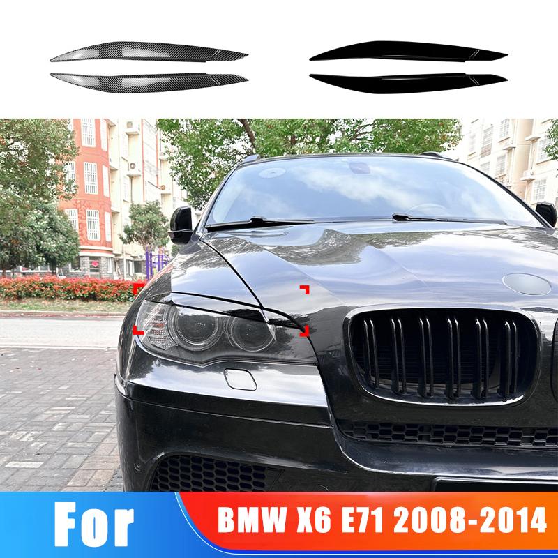 For BMW X6 E71 2008-2014 2009 2010 2011 2012 Car Front Headlight Eyebrow Exterior Sticker Decoration Modification Accessories