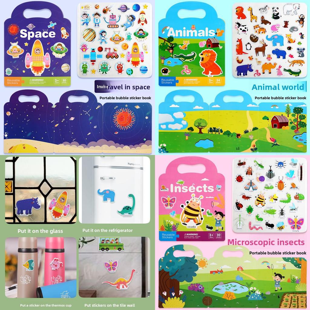 Children Sticker Book With Reusable Paper And Bubble Stickers For Early Learning And Brain Development