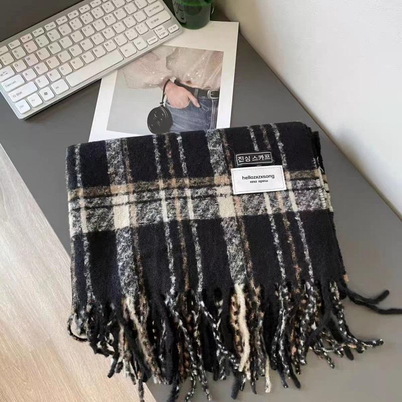 Autumn and winter new Maillard imitation cashmere plaid scarf women's winter senior sense versatile shawl thickened warm scarf