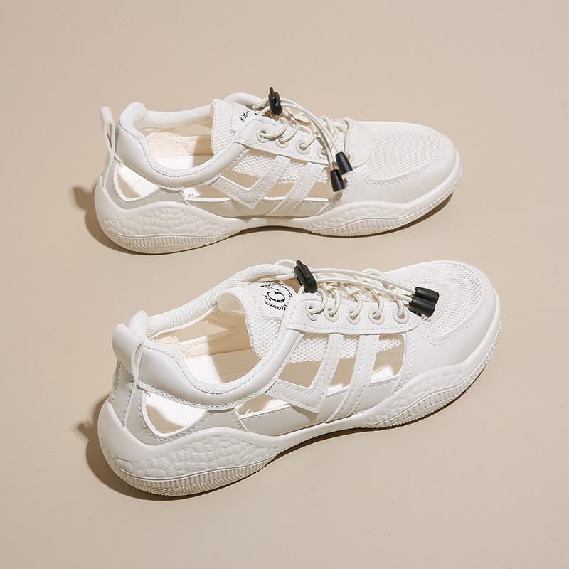 Little white shoes women's 2025 summer hollow breathable sports mesh shoes casual non-slip soft sole pregnant women bag head sandals women's tide