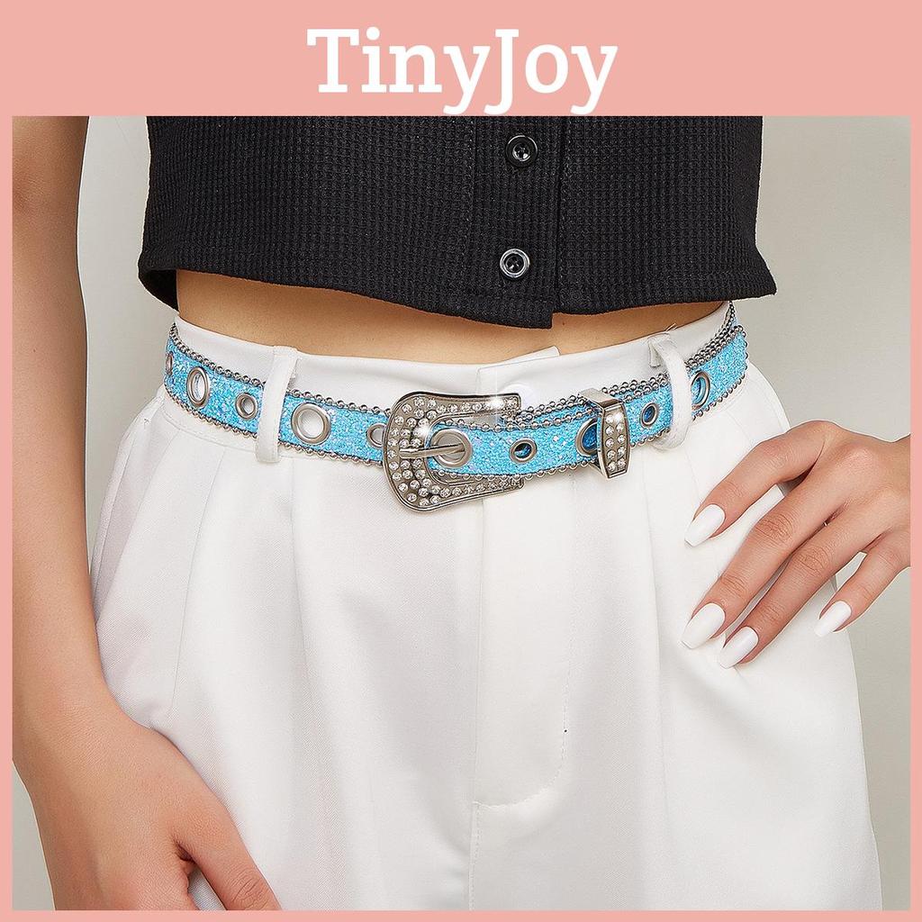 Rhinestone Belt Blue Decorated Sparkling Diamond Sequins Versatile For Women