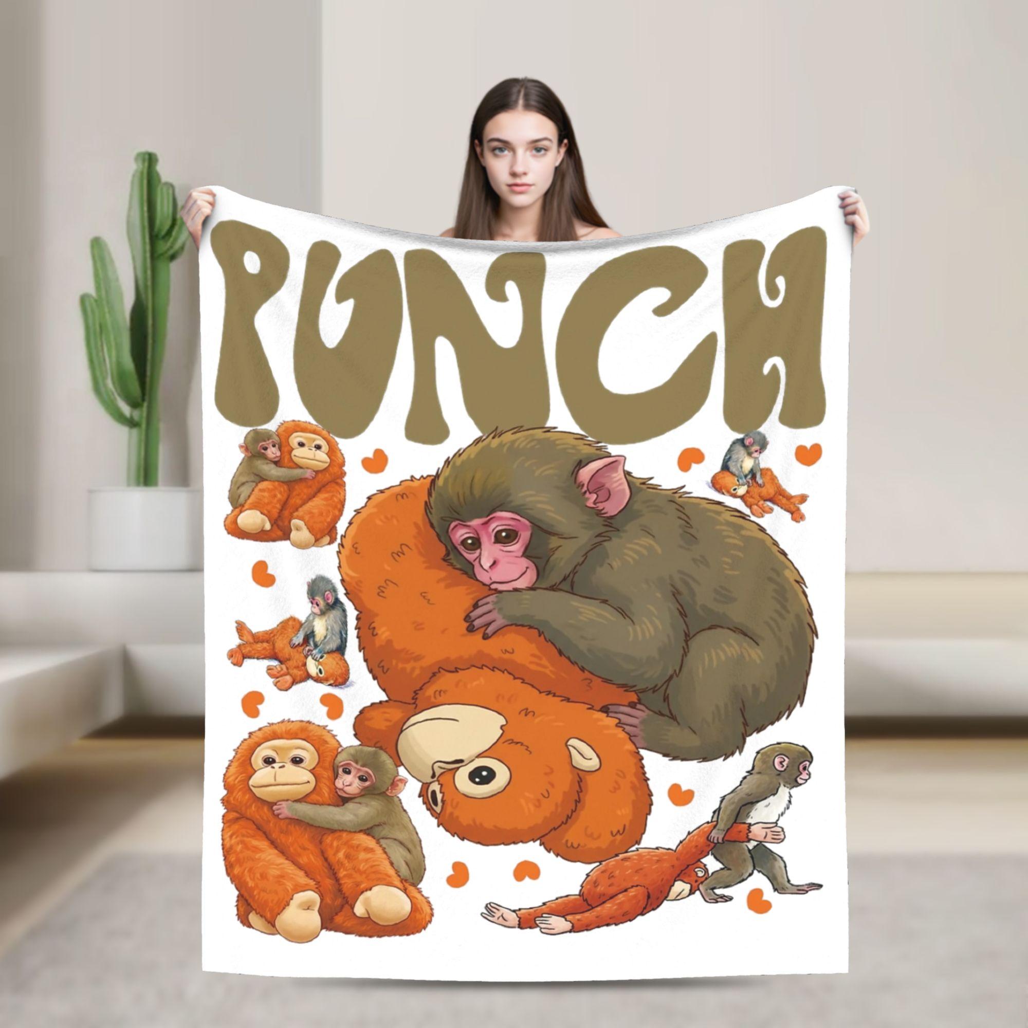 

I STAND With Punch The Monkey Blanket Fleece Printed Portable Super Soft Throw Blanket for Bed Travel Bedspreads 100x150cm