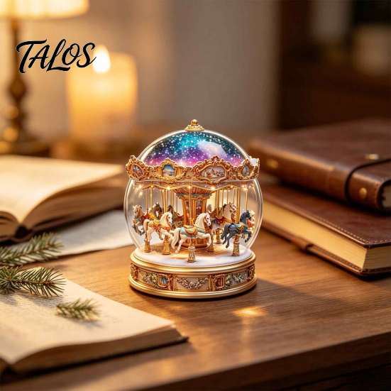 Decoración Religiosa Niño Jesús Bola de Cristal Navideña Figura, Acrílico 2D Cabaña de Invierno Carrusel Regalo Festivo Ligero Adornos de Mesa