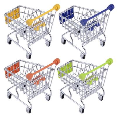Mini Supermarket Handcart Shopping Utility Cart Mode Green Storage Toy Random Color