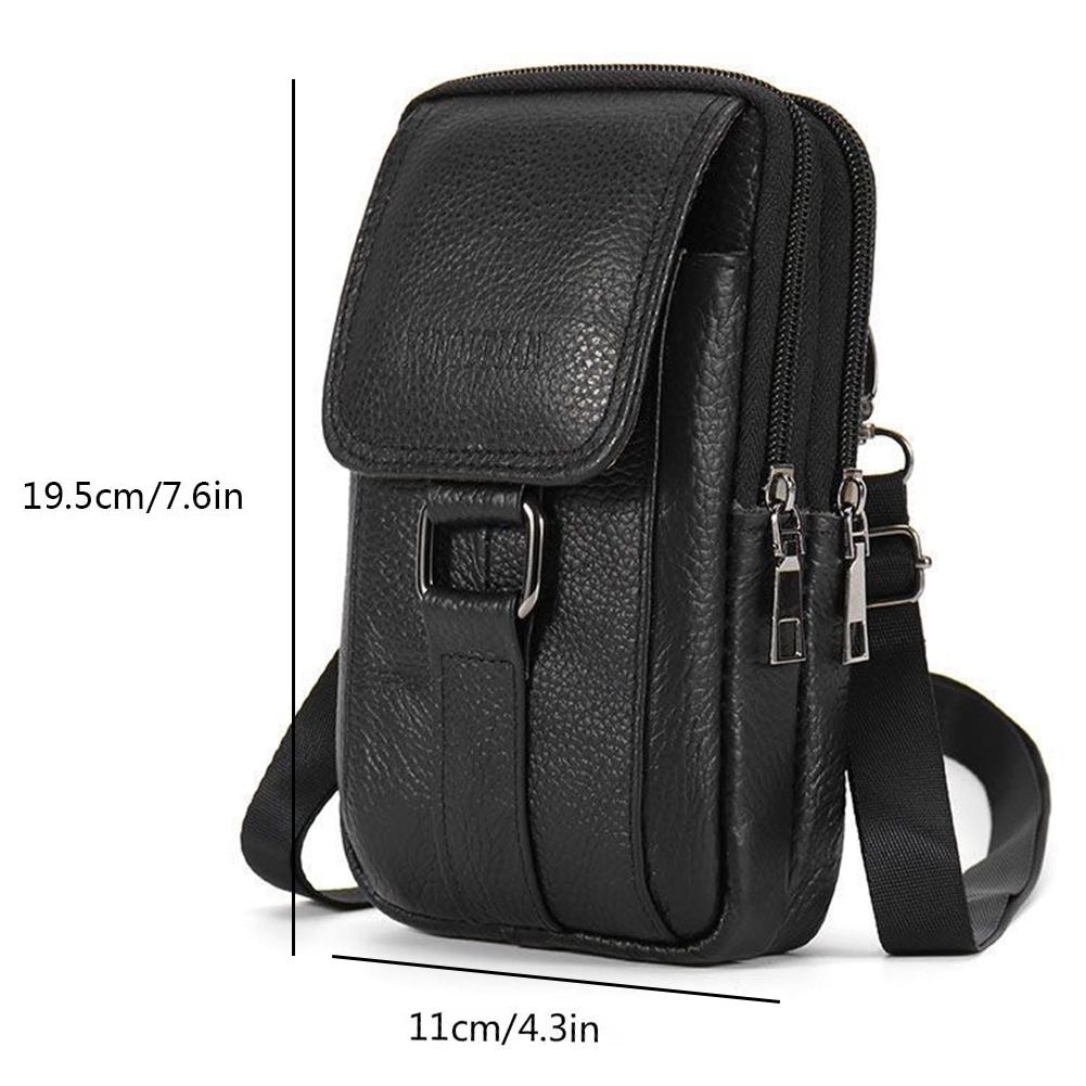 Men Cowhide Leather Waist Bag Cell Phone Belt Pack Simple Portable Mini Pocket Outdoor Casual Wallet Pouch Sport Fanny Pack