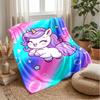 Cute Unicorn with Bubbles Blanket Personalized Name Flannel Blanket Soft Cozy Plush Throw for Sofa Bed Lightweight Home Decor