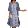 Top-Selling European & American Fashion: Spring & Autumn Casual Printed Chiffon Dress Two-Piece Set