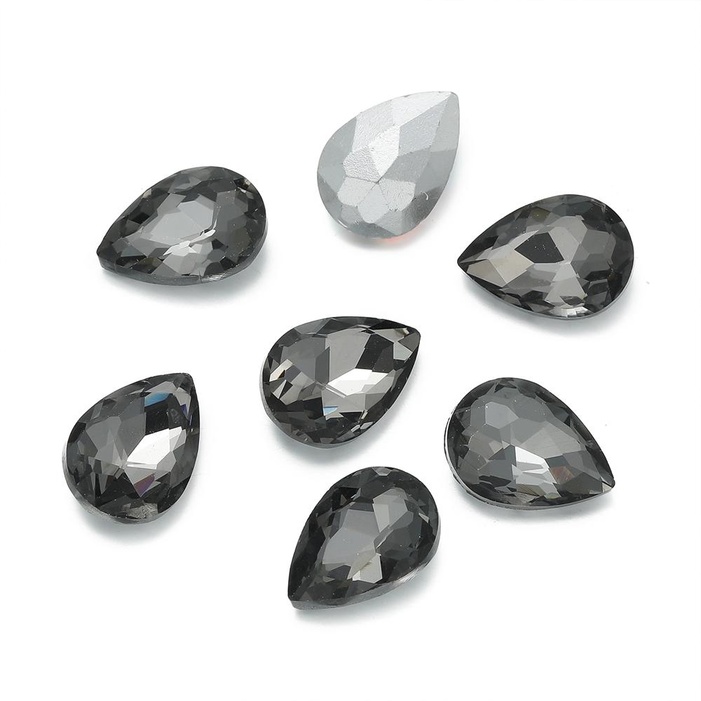 10 Stück/Los Tropfenförmige Glasperle Kristall Edelstein Spitze Rückseite Tropfenform Strasssteine Aufkleber Strassstein Für DIY Schmuckzubehör