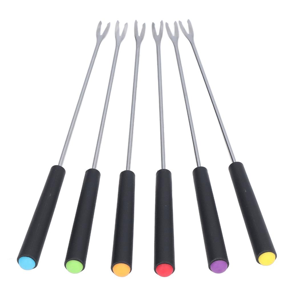 6 Pcs Fondue Forks Stainless Steel Corrosion Resistant Long Forks for Cake Chocolate Fruits Cheese Fondue