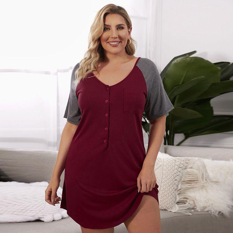 

Special Offer Fashion Leisure Pullover Loose Color-Matching Dress Red XXXXXL