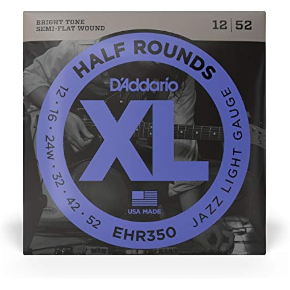 D'Addario Daddario Electric Guitar Strings 403 Stainless Steel Half Round Jazz Light .012-.052 EH...