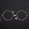 Fashion Simple Heart Shape Magnetic Couple Bracelet Silver Color Personality Vintage Women Man Promise Bracelet Lover Jewelry