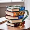 11oz Painted Book Mug Novelty 3d Painted Books Coffee Mug Unique Colorful Resin Books Stack Coffee Cup Collection Gifts