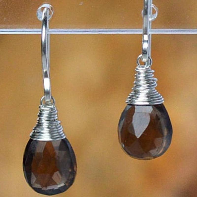 

Серьги из дымчатого кварца Huajie для женщин, дизайн лампочки, подарки для дикой вечеринки, ушная мода серебряный