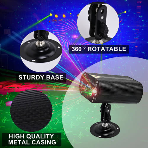 Párty světlo, Disko světlo, LED jevištní osvětlení s 36 vzory, s ovládáním zvukem a automatickým režimem, Efekt zrcadlové koule, Vícebarevné měnící se jevištní světlo, Kompaktní