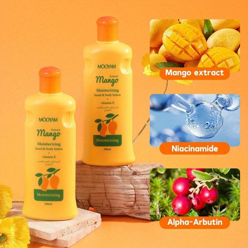 1pc 300ml Mango Body Lotion, Large Capacity, Reduces Wrinkles, Fine Lines And Spots, Moisturizes The