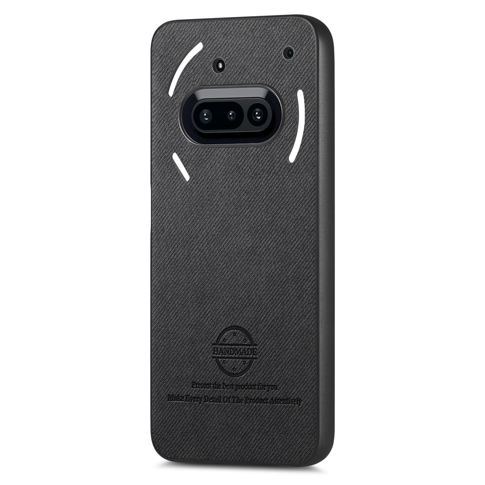 

For Nothing Phone (3a) Leather Phone Back Cover with Cloth Texture Khaki