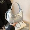 Korean Style Bow Tie Shoulder Bag Sweet Women Clutch Purse Casual Bow Pu Handbag  Streetwear