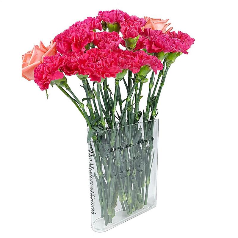 Klare Acryl-Vase Klare Buchförmige Vase Kultureller Geschmack Dekorative Acryl-Vase Für Einzigartige Zuhause Schlafzimmer Büro Akzent Buch