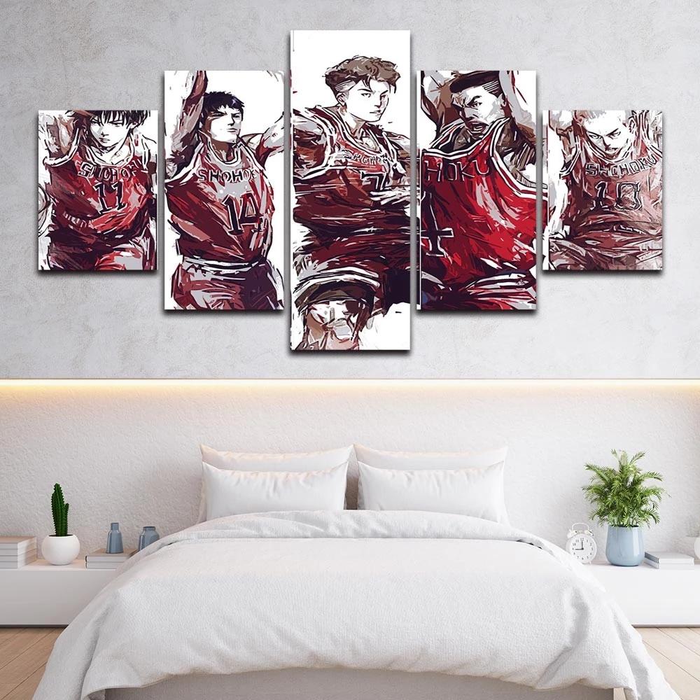 Canvas Prints Frame 5 Pieces Modular Slamdunk Shohoku Poster Picture Modern Wall Art Anime Characters Paintings Room Home Decor