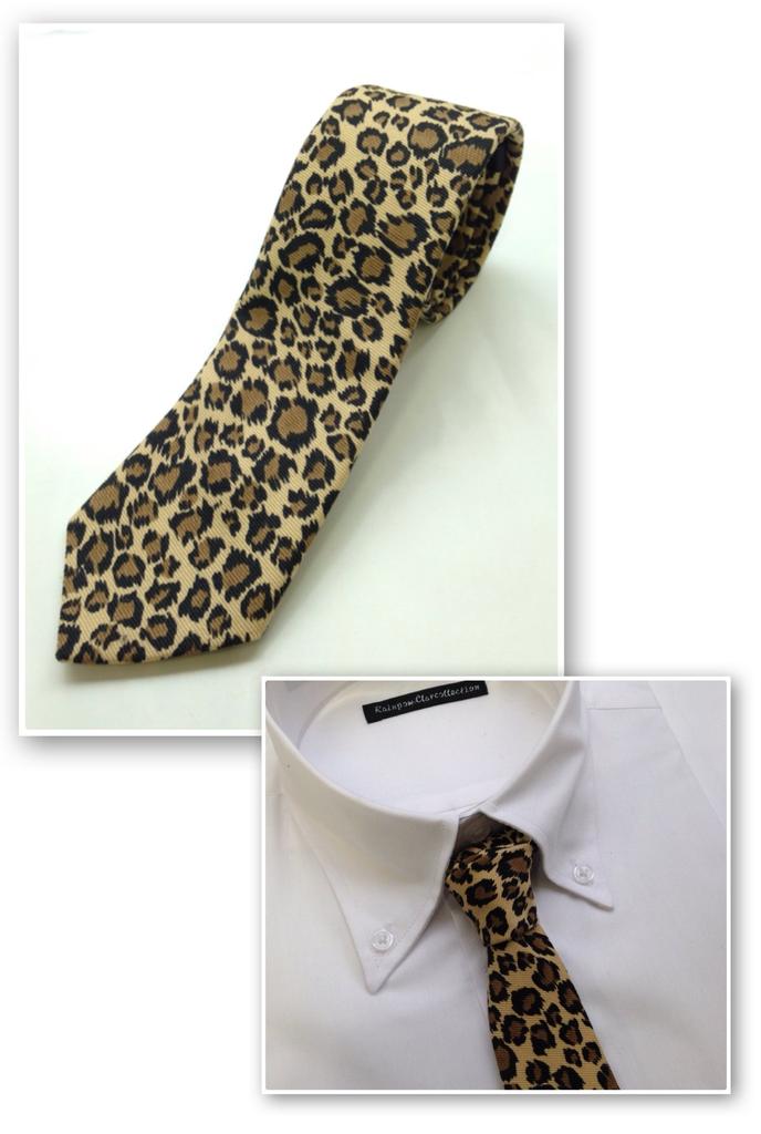 [HANG OVER] 6cm Animal Print Cotton Necktie (Leopard Print) - Made In Japan