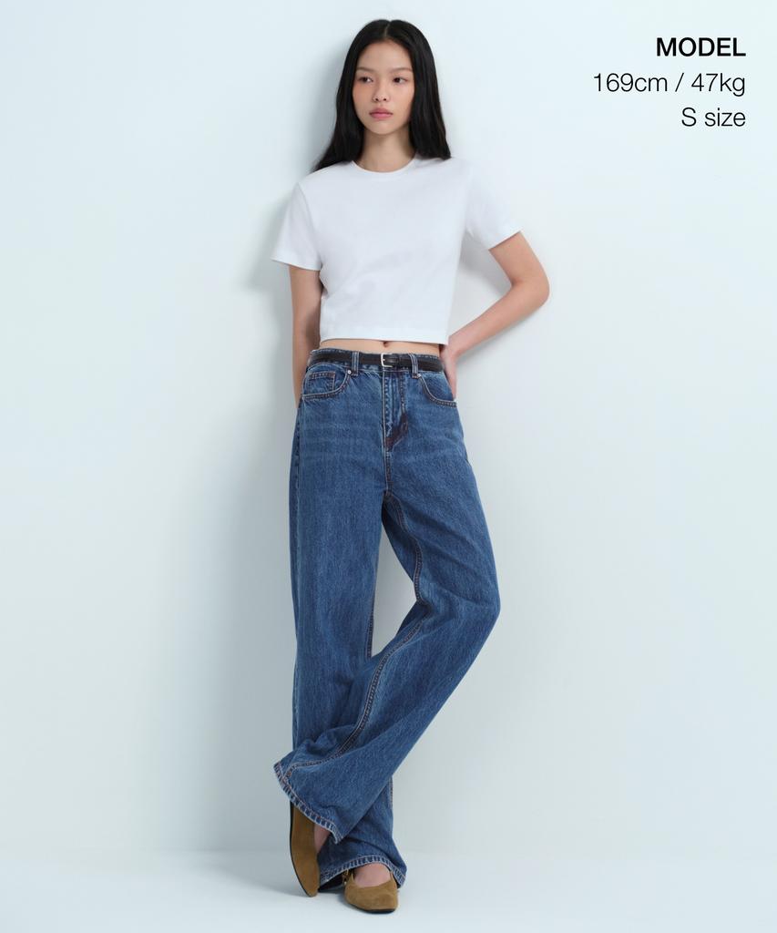 MUSINSA STANDARD WOMAN Women'S Crew Neck Crop T-Shirt [White]