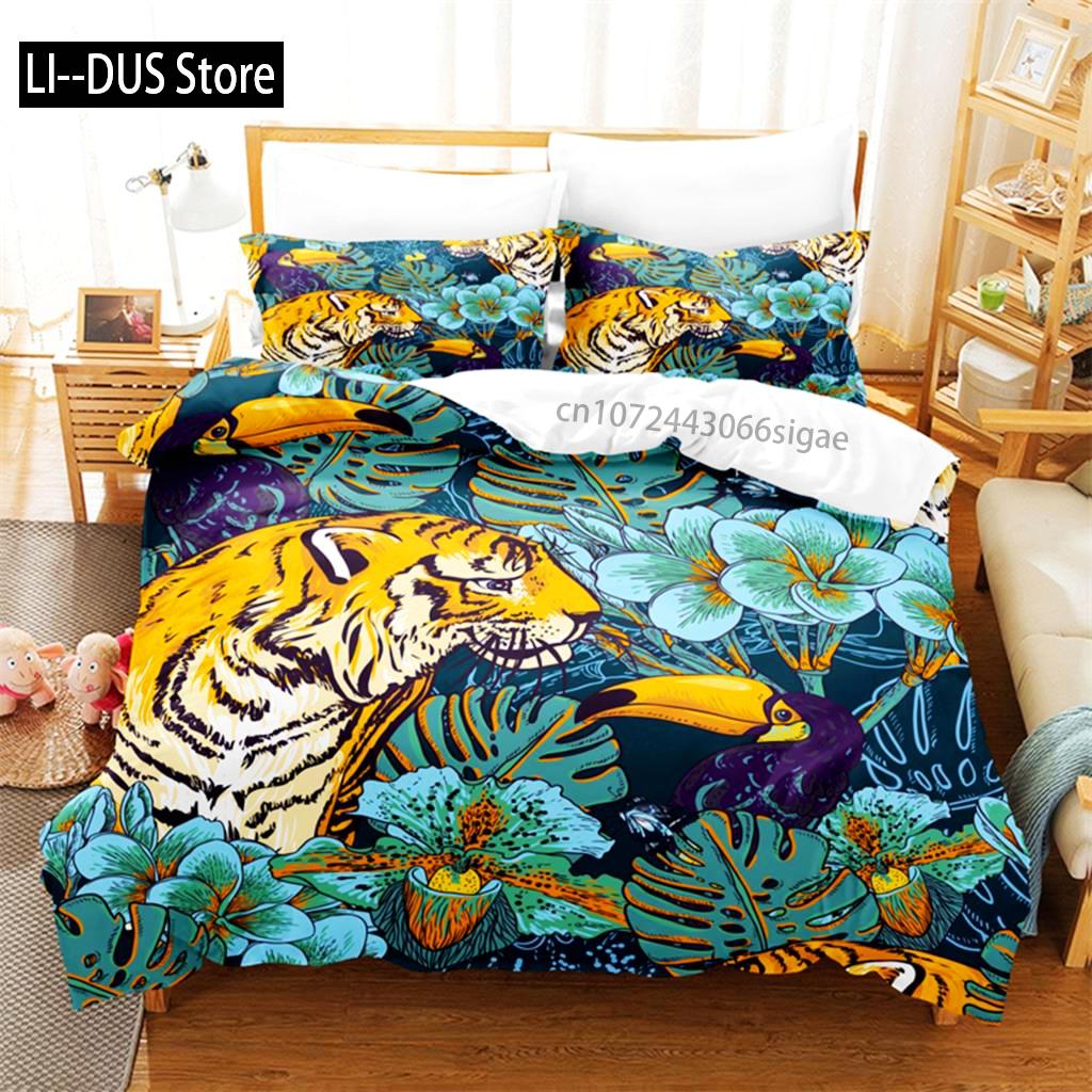 Tropical Forest Leopard Bedding Set Duvet Cover Set 3d Bedding Digital Printing Queen Size Bedding Set Fashion Design