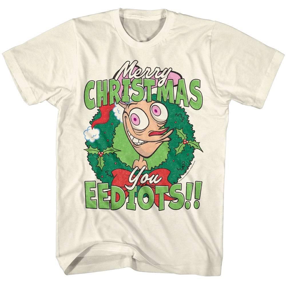 Ren and Stimpy Merry Christmas You Eediots Men T Shirt XXL