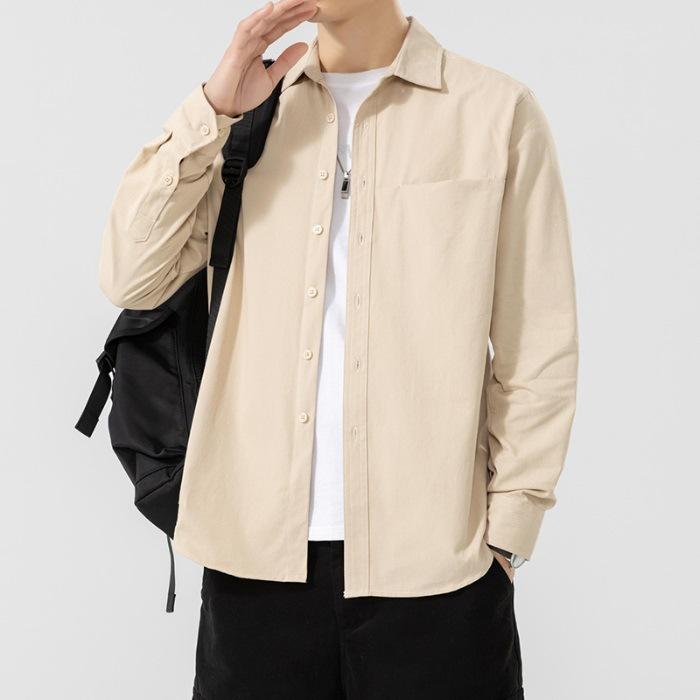 Spring and Summer Casual Long-sleeved Shirt Men's Loose Shirt Jacket Pure Cotton White Inch Shirt Thin Jacket
