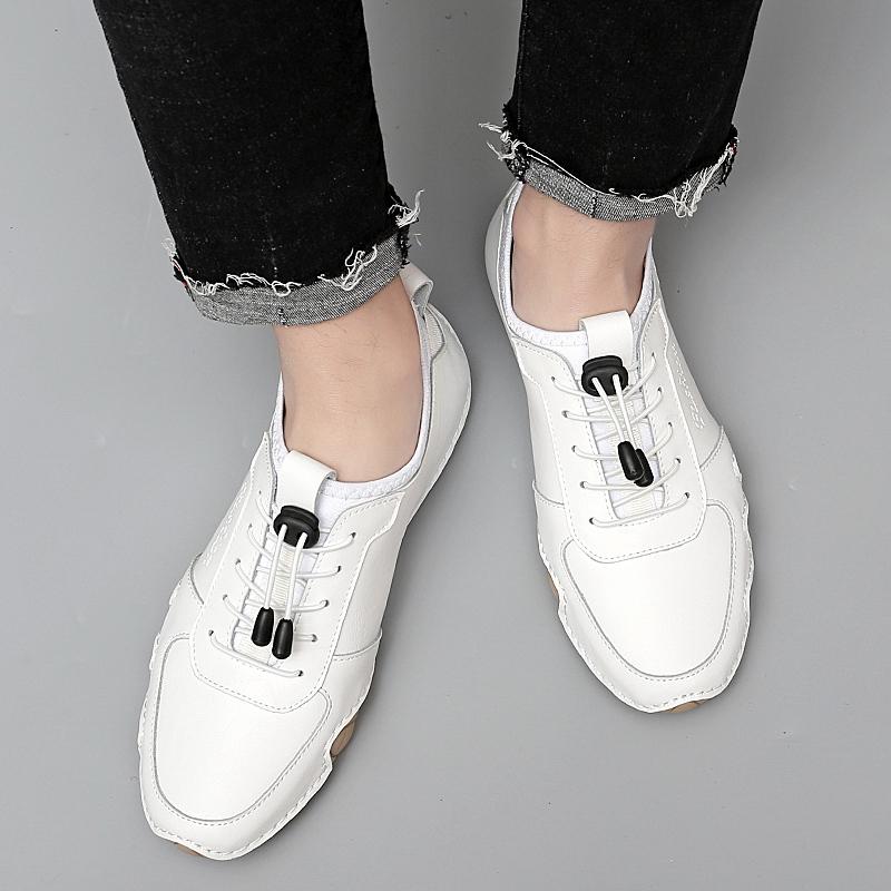 Fashion Brand Men Leather Soft Sole Walk Casual Shoes Men Light Comfortable Driving Flats Men Outdoor Anti-slip Wearable Shoes Sneakers