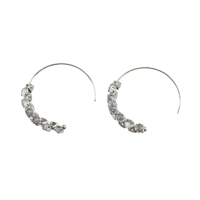 Simple Silver Sparkling Rhinestone Circle Earrings Niche Luxury Crystal Earrings For Women